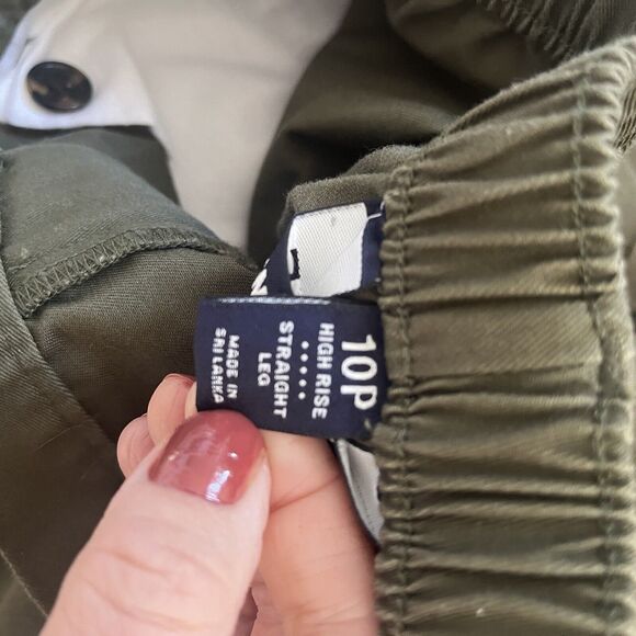 Women's Lands End Olive Green Pants Chino Straight Leg Dress Work - 10 Petite - Picture 6 of 7